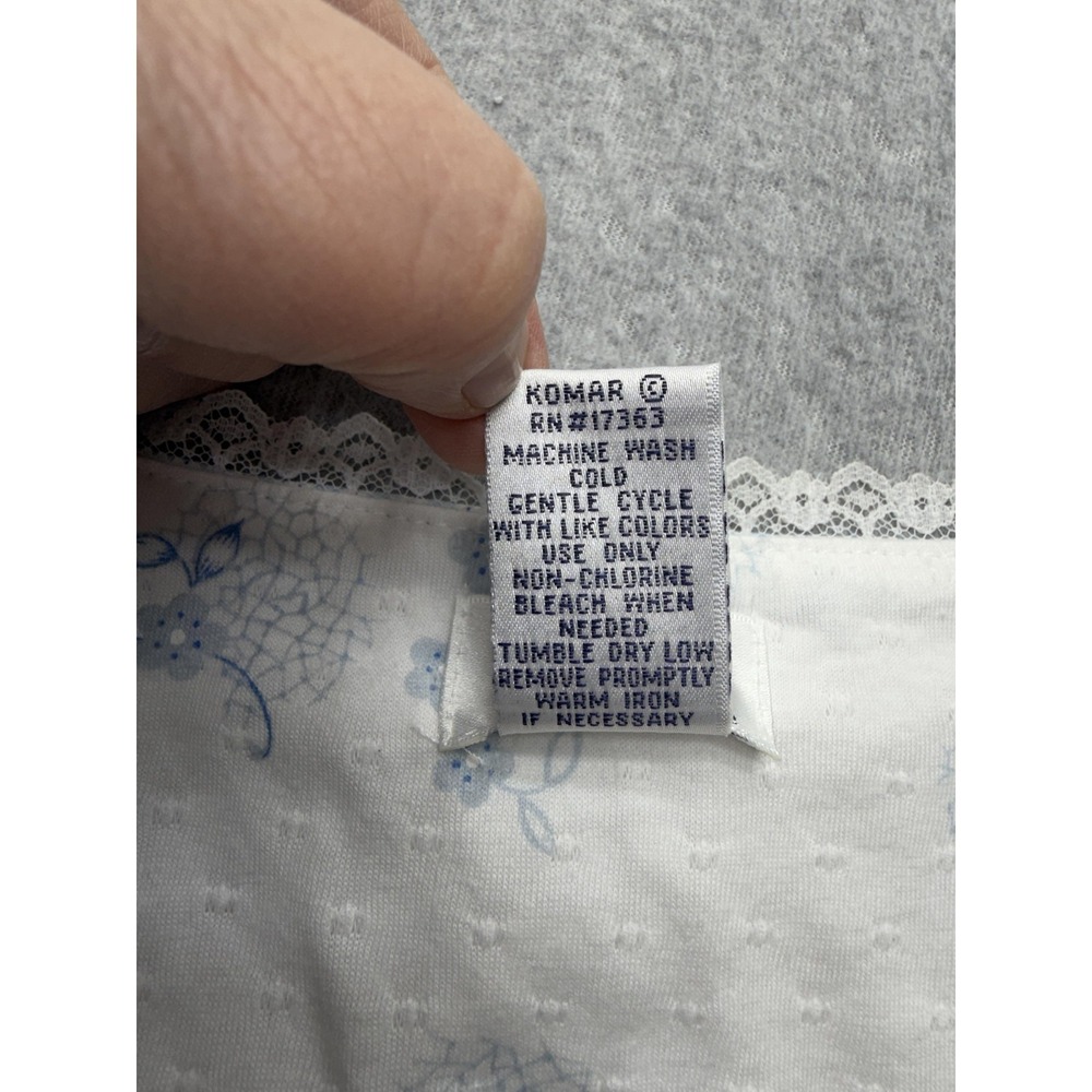 Vintage Aria Petite‎ Nightgown PS White Blue Floral Cotton Lace 90s - Picture 13 of 14